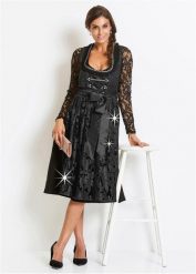 Sukienka w ludowym stylu + fartuch (kompl. 2-częściowy). Czarne sukienki damskie bonprix, bez wzorów, bez kołnierzyka, bez ramiączek. Za 669.99 zł.