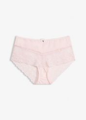Figi panty z delikatną koronką. Czerwone figi damskie bonprix, bez wzorów, z koronki. Za 44.99 zł.