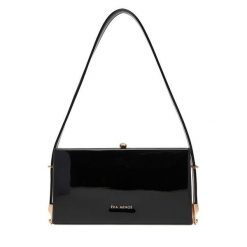 Torebka Eva Minge. Czarne torebki klasyczne damskie Eva Minge, bez wzorów, wizytowe, bez kołnierzyka, bez ramiączek. Za 199.99 zł.
