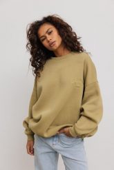 Bluza damska o kroju oversize z HAFTEM w kolorze LIMONKA - CRAFT-UNI. Zielone bluzy bez kaptura damskie Marsala, m, z bawełny. Za 349.90 zł.