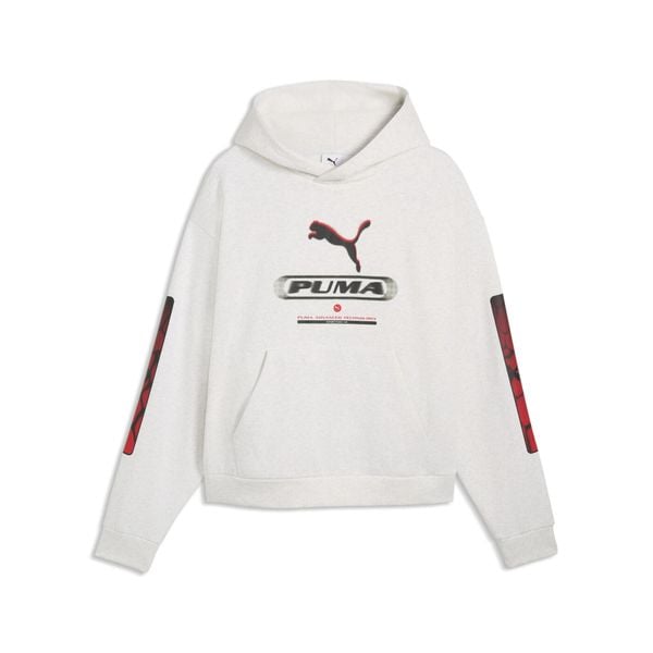 Męska bluza z kapturem PUMA Sport Boxy Graphic Fleece PUMA. Czarne bluzy sportowe męskie Puma, bez wzorów, z bawełny, sportowe, bez kołnierzyka, bez ramiączek. Za 279.00 zł.