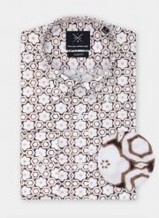 PAKO LORENTE – Koszula męska w brązowy wzór P22SF-1X-004-A-S. Brązowe koszule męskie Pako Lorente, m, bez wzorów, z bawełny, bez kołnierzyka, bez ramiączek. Za 69.99 zł.