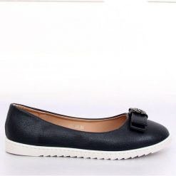 Balerinki damskie granatowe YSD-03 Navy. Niebieskie baleriny damskie ButyModne, z aplikacjami, z materiału, bez obcasa. Za 69.00 zł.