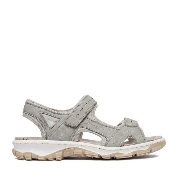 Sandały Rieker. Szare sandały damskie Rieker, bez wzorów, bez obcasa, na płaskiej podeszwie. Za 319.99 zł.