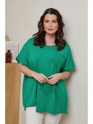 Curvy Lady Bluzka w kolorze zielonym rozmiar: 40/42. Zielone bluzki damskie Curvy Lady, z aplikacjami, z bawełny, klasyczne, bez kołnierzyka, bez ramiączek. Za 91.99 zł.