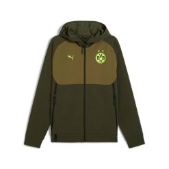 Kurtka dresowa Borussia Dortmund Tech. Zielone kurtki treningowe męskie Puma, m, bez wzorów, z dresówki, na fitness i siłownię. Za 353.65 zł.