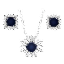 LARA komplet srebrnej biżuterii naszyjnik kolczyki szafir 4,7 ct. Szare kolczyki damskie Enaya, z cyrkonią, metalowe, na sztyftcie. Za 475.00 zł.