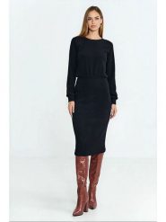 Nife Sukienka w kolorze czarnym rozmiar: 38. Czarne sukienki damskie Nife, bez wzorów, bez kołnierzyka, bez ramiączek, midi. Za 158.84 zł.