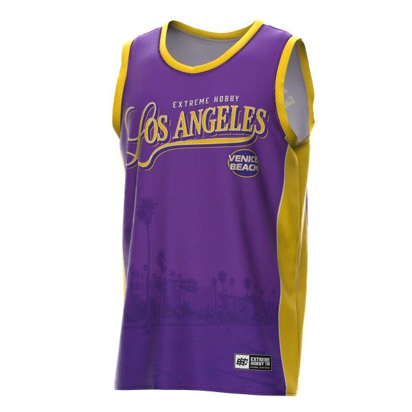 Koszulka koszykarska na ramiączkach męska EXTREME HOBBY LOS ANGELES. Fioletowe t-shirty sportowe męskie EXTREME HOBBY, m, z materiału, bez ramiączek, na fitness i siłownię. Za 159.00 zł.