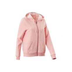 Bluza na zamek z kapturem Gym & Pilates 520 damska. Szare bluzy sportowe damskie DOMYOS, s, bez wzorów, z bawełny, bez ramiączek, z kapturem. Za 64.99 zł.
