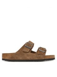 Birkenstock Klapki Arizona 1032678 Beżowy ciemny. Brązowe klapki damskie Birkenstock, bez wzorów, ze skóry, bez obcasa. Za 549.99 zł.