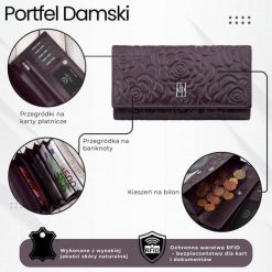 Duży portfel damski skórzany przestronny burgundowy w kwiaty Paolo Peruzzi AL-14-BGD. Czerwone portfele damskie Paolo Peruzzi, bez wzorów, ze skóry. Za 89.00 zł.