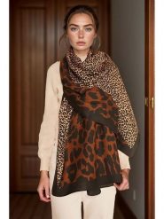 Lucky Bees Szal w kolorze brązowo-jasnobrązowym - 180 x 90 cm rozmiar: onesize. Brązowe szaliki i kominy damskie Lucky Bees, bez wzorów, z materiału. Za 118.01 zł.