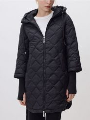 Długa kurtka z kapturem - czarny. Czarne kurtki damskie Reserved, l, bez wzorów, z tkaniny, z kapturem. Za 179.99 zł.