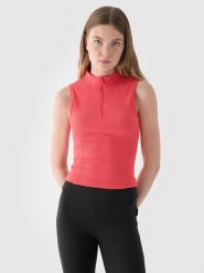 4F Top slim z prążkowanej dzianiny damski - czerwony XS. Czerwone topy damskie 4f, xs, bez wzorów, z bawełny, bez kołnierzyka. W wyprzedaży za 39.99 zł.