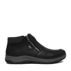 Botki Rieker. Czarne buty zimowe męskie Rieker, bez zapięcia. Za 449.99 zł.