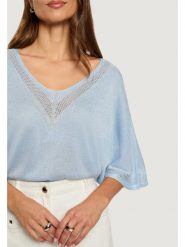 Morgan De Toi Sweter 241-MCHRIS Niebieski Short Fit. Niebieskie swetry klasyczne damskie Morgan De Toi, l, bez kołnierzyka. Za 199.99 zł.