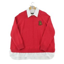 Second life - Kobaltowy sweter dla kobiet - Jak nowy. Czerwone swetry klasyczne damskie Ralph Lauren, bez kołnierzyka. Za 153.32 zł.