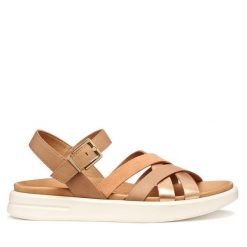 Sandały Geox. Brązowe sandały damskie Geox, bez wzorów, bez obcasa, na płaskiej podeszwie. Za 459.99 zł.