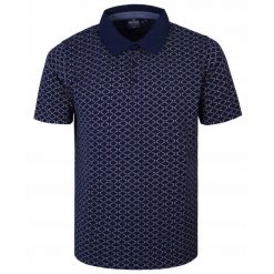 Koszulka Polo - Męska - Pako Jeans - Granatowa, Drobny Wzór. Niebieskie koszulki polo męskie Pako Jeans, m, bez wzorów, z bawełny, bez ramiączek. Za 119.00 zł.