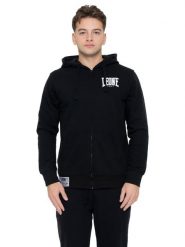 Męska bluza bokserska z kapturem zapinana na zamek. Szare bluzy sportowe męskie LEONE 1947 APPAREL, bez wzorów, sportowe, bez kołnierzyka, bez ramiączek. Za 353.64 zł.