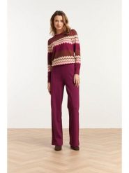 Smashed Lemon Spodnie w kolorze ciemnofioletowym rozmiar: XS. Różowe spodnie materiałowe damskie Smashed Lemon, bez wzorów, z materiału, z podwyższonym stanem. Za 104.99 zł.