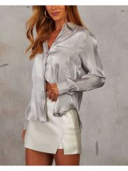 LA Angels Bluzka w kolorze srebrnym rozmiar: M. Szare bluzki damskie LA Angels, m, bez wzorów, bez kołnierzyka, bez ramiączek. Za 126.99 zł.