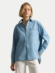 Polo Ralph Lauren Koszula jeansowa 211B17139001 Niebieski jasny Oversize. Niebieskie koszule damskie Polo Ralph Lauren, l, bez wzorów, z bawełny, bez kołnierzyka, bez ramiączek. Za 1,199.00 zł.