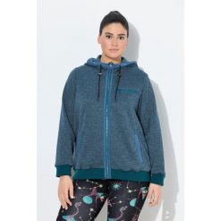 Damskie Bluza rozpinana z dzianiny i polaru wzór graficzny kaptur. Niebieskie bluzy z kapturem damskie Ulla Popken, plus size, z dzianiny. Za 349.99 zł.