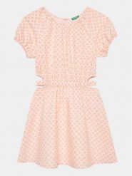 United Colors Of Benetton Sukienka codzienna 4XTWCV019 Pomarańczowy Regular Fit. Brązowe sukienki dziewczęce United Colors Of Benetton, bez wzorów, z bawełny, bez ramiączek. Za 129.99 zł.