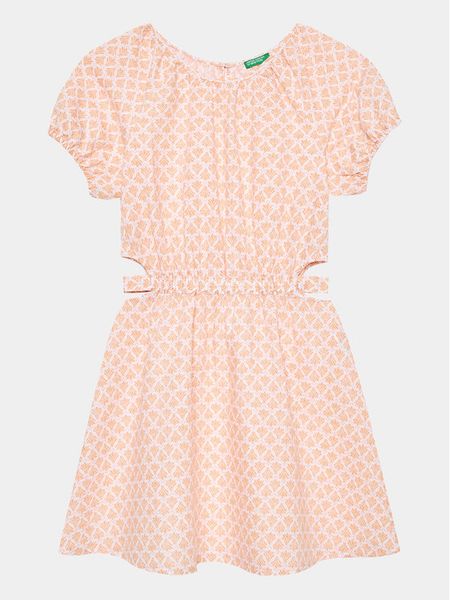 United Colors Of Benetton Sukienka codzienna 4XTWCV019 Pomarańczowy Regular Fit. Brązowe sukienki dziewczęce United Colors Of Benetton, bez wzorów, z bawełny, bez ramiączek. Za 119.99 zł.