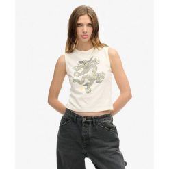 Koszulka bez rękawów vintage Superdry x Komodo. Białe bielizna termoaktywna damska Superdry., bez wzorów, z bawełny. W wyprzedaży za 141.05 zł.