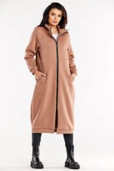 Długa bluza z kołnierzem zapinana na zamek beż. Bluzy bez kaptura damskie Infinite You, l, z materiału. Za 319.00 zł.
