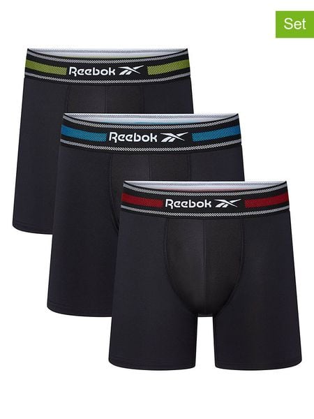 Reebok Bokserki (3 pary) "Roscoe" w kolorze czarnym rozmiar: S. Czarne bokserki męskie Reebok, bez wzorów. Za 56.99 zł.