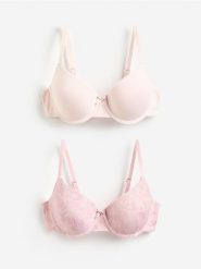 Biustonosz push up 2 pack - pastelowy róż. Czerwone biustonosze Reserved, bez wzorów, z dzianiny. Za 99.99 zł.