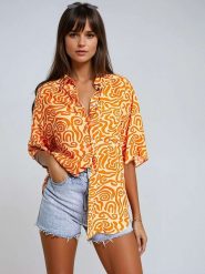 Monki Koszula w kolorze pomarańczowym rozmiar: S. Pomarańczowe koszule damskie Monki, s, bez wzorów, z wiskozy, bez kołnierzyka, bez ramiączek. Za 39.49 zł.
