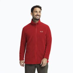 Bluza polarowa męska Jack Wolfskin Taunus 100 Full Zip. Czerwone bluzy bez kaptura męskie Jack Wolfskin, m, z materiału. Za 239.99 zł.