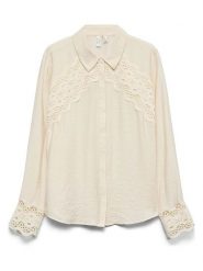 Vero Moda Koszula w kolorze kremowym rozmiar: L. Brązowe koszule damskie Vero Moda, l, bez wzorów, z koronki, bez kołnierzyka, bez ramiączek. Za 144.95 zł.