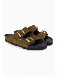 BACKSUN Skórzane klapki "Bali" w kolorze khaki rozmiar: 40. Brązowe klapki damskie Backsun, bez wzorów, ze skóry, bez obcasa. Za 188.95 zł.