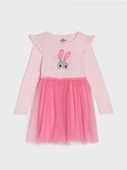 Sukienka babydoll z nadrukiem Zootopia - różowy. Czerwone sukienki dziewczęce Sinsay, bez wzorów, bez ramiączek. Za 29.99 zł.