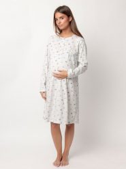 Disney Ciążowa koszula nocna w kolorze jasnoszaro-białym rozmiar: L. Białe koszule nocne damskie Disney, bez wzorów, moda ciążowa. Za 130.99 zł.