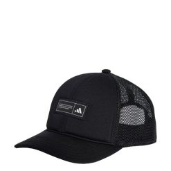 Czapka Snapback Trucker. Czarne czapki męskie Adidas, bez wzorów, z materiału, sportowe. Za 119.00 zł.