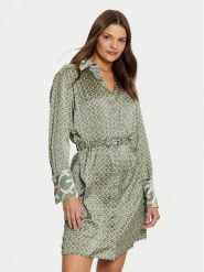 Guess Sukienka koszulowa W5RK40 WF1T2 Zielony Regular Fit. Zielone sukienki damskie Guess, xxl, z aplikacjami, z syntetyku, bez kołnierzyka, bez ramiączek, koszulowe. Za 449.99 zł.