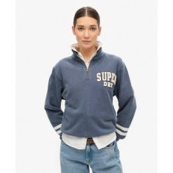Bluza sportowa z pół-zipem. Niebieskie bluzy bez kaptura damskie Superdry. Za 274.50 zł.
