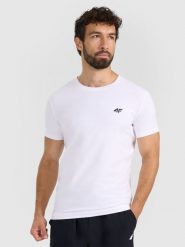 4F T-shirt slim gładki męski - biały XXL. Białe t-shirty męskie 4f, m, bez wzorów, z bawełny, bez kołnierzyka. Za 49.99 zł.