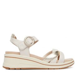 Sandały Caprice. Brązowe sandały damskie Caprice, bez wzorów, bez obcasa, na koturnie. Za 399.99 zł.