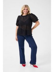 KAFFE curve Bluzka "Masia" w kolorze czarnym rozmiar: 52. Czarne bluzki damskie KAFFE curve, bez wzorów, z bawełny, bez kołnierzyka, bez ramiączek. Za 126.99 zł.