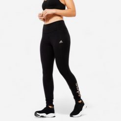 Legginsy fitness damskie ADIDAS. Czarne legginsy sportowe damskie Adidas, m, bez wzorów, z bawełny, z podwyższonym stanem, na fitness i siłownię. Za 79.99 zł.