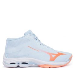 Buty halowe Mizuno. Niebieskie buty sportowe na co dzień damskie Mizuno, bez wzorów, mizuno wave. Za 559.99 zł.