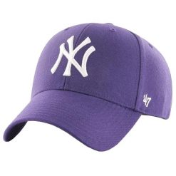 Czapka z daszkiem dla dorosłych MLB New York Yankees MVP Cap. Fioletowe czapki męskie 47 Brand, bez wzorów, z materiału. Za 109.99 zł.
